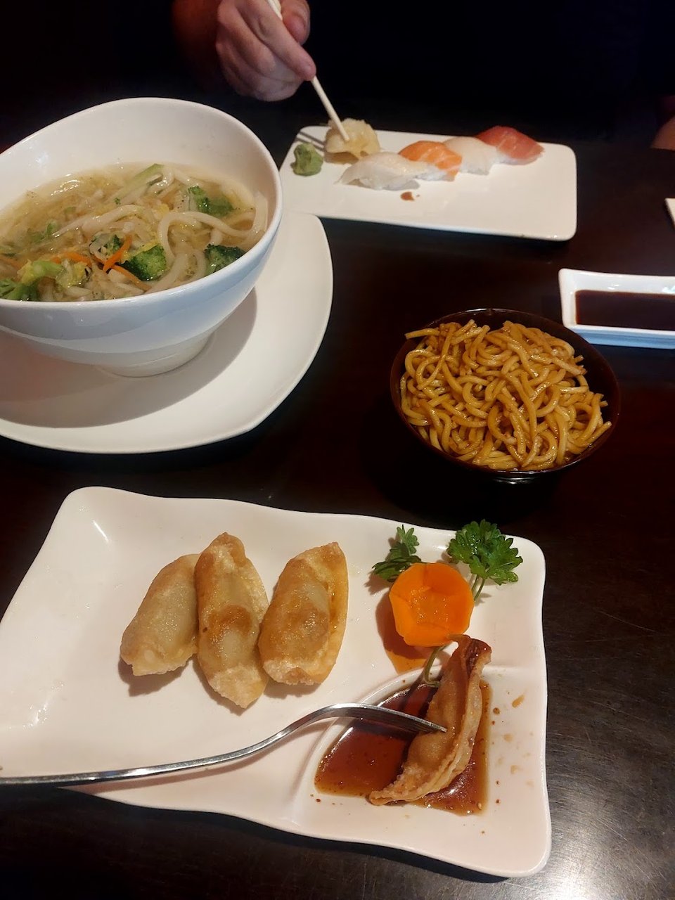 Small Gyoza Bland Soup and Hibachi Noodles